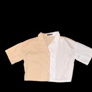 Color Block Button Up Blouse